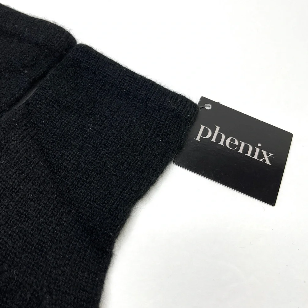 PHENIX 100% Cashmere Knit Gloves NEW Black